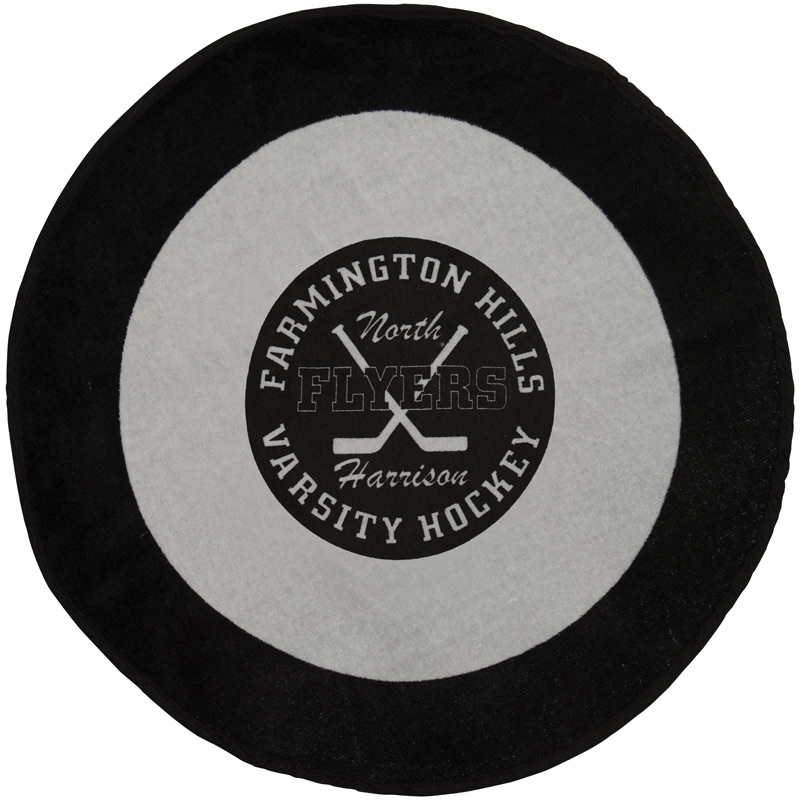 Fiber Reactive Hockey Puck Shaped Sport Towel (Screen Print)